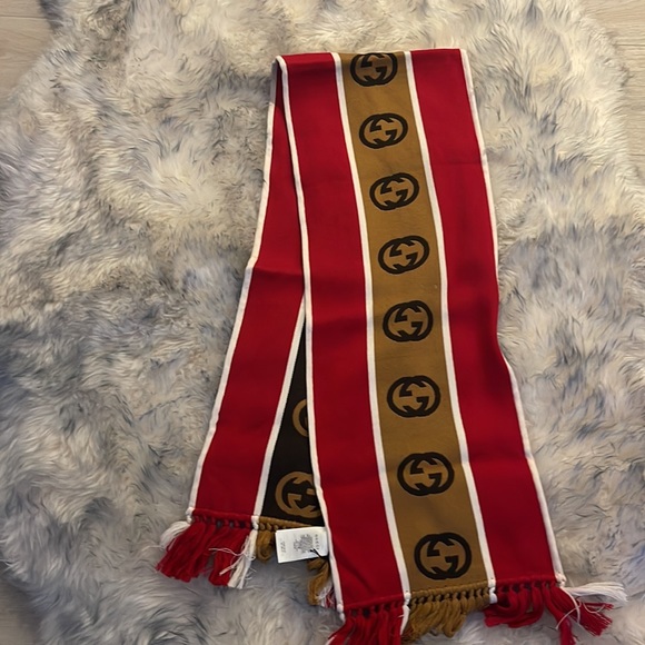💯 Authentic Gucci Scarf Jergy Frin 35x180 cm - Picture 2 of 7
